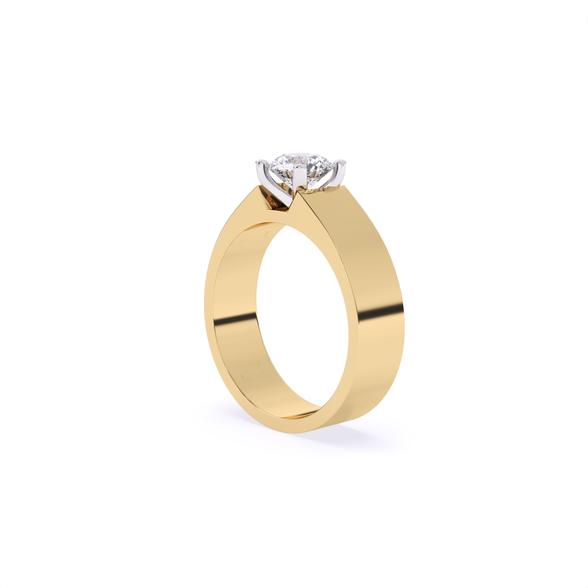 Bold Solitaire Center Stone Men’s Broad Band Ring