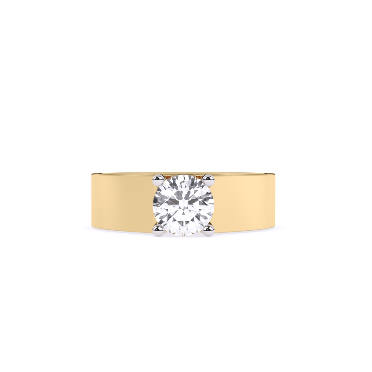 Bold Solitaire Center Stone Men’s Broad Band Ring