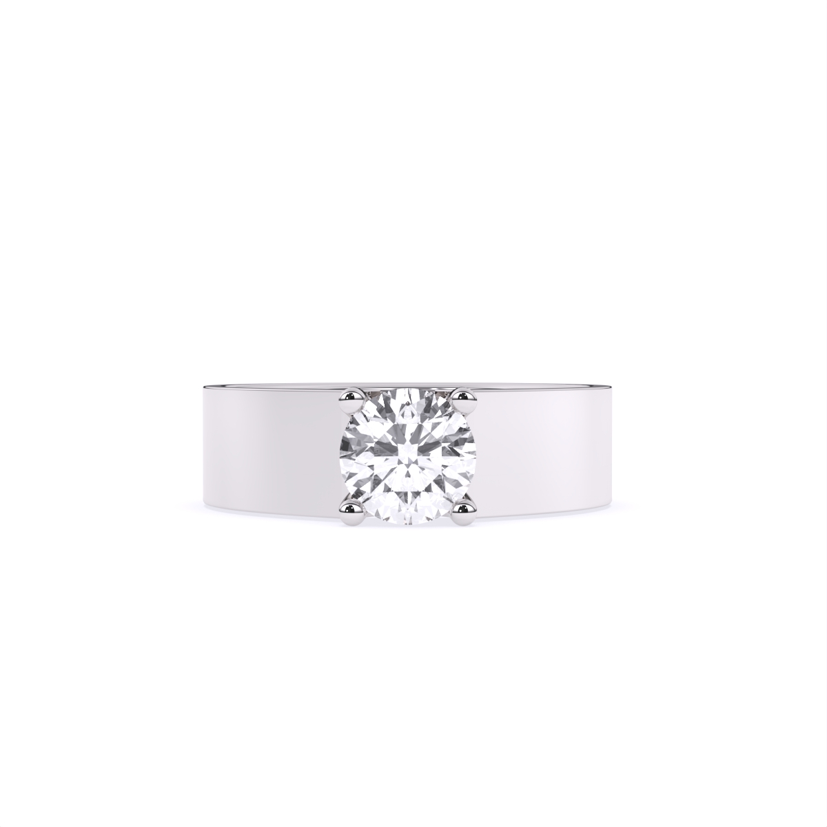 Bold Solitaire Center Stone Men’s Broad Band Ring
