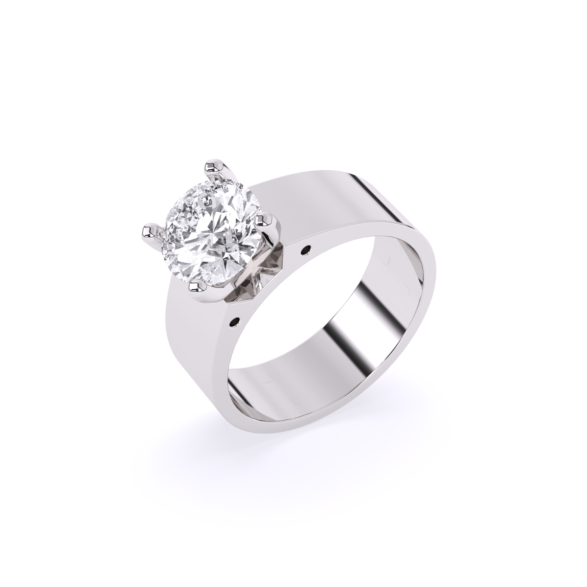 Stunning Single Solitaire Diamond Men's Ring With 2-tone Band