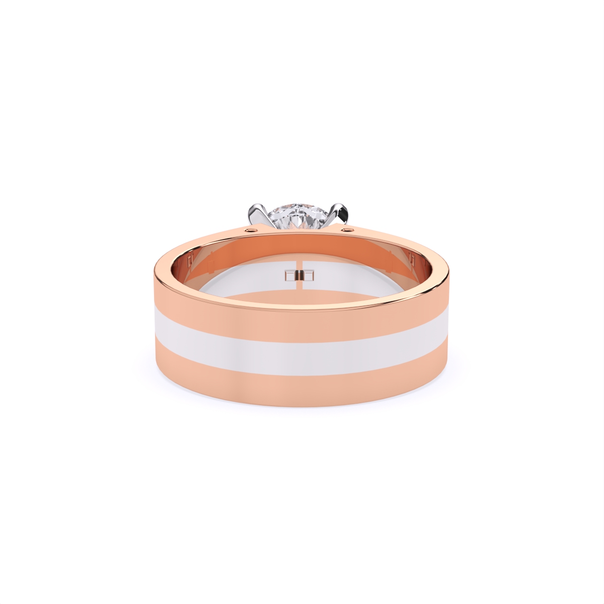Stunning Single Solitaire Diamond Men's Ring With 2-tone Band