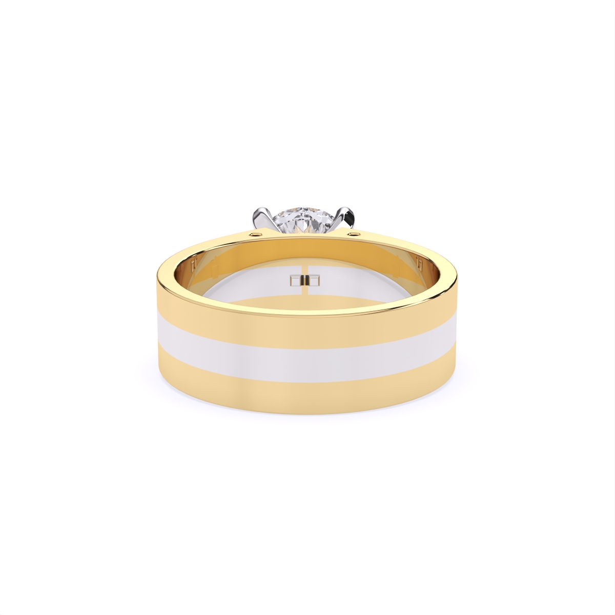 Stunning Single Solitaire Diamond Men's Ring With 2-tone Band