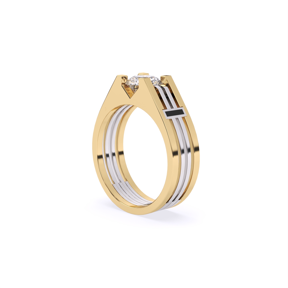 Men’s Solitaire Diamond Ring with Broad Band