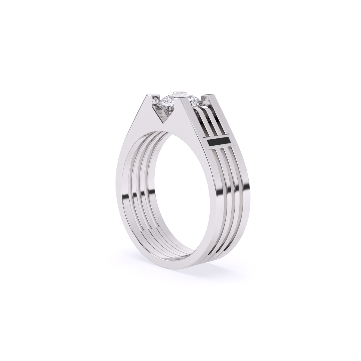 Men’s Solitaire Diamond Ring with Broad Band