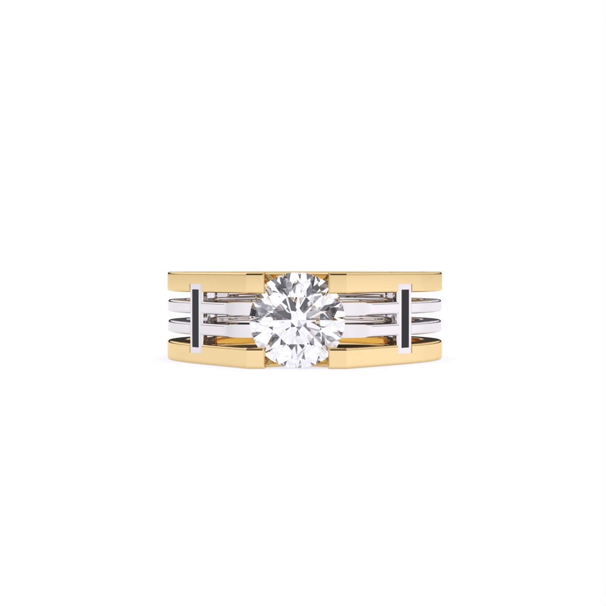 Men’s Solitaire Diamond Ring with Broad Band