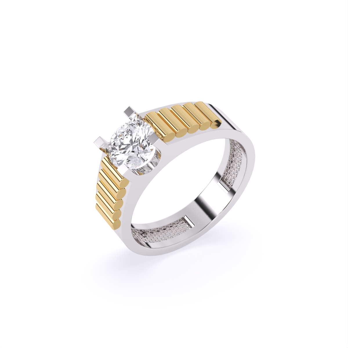 Rugged Band Men's Solitaire Diamond Ring