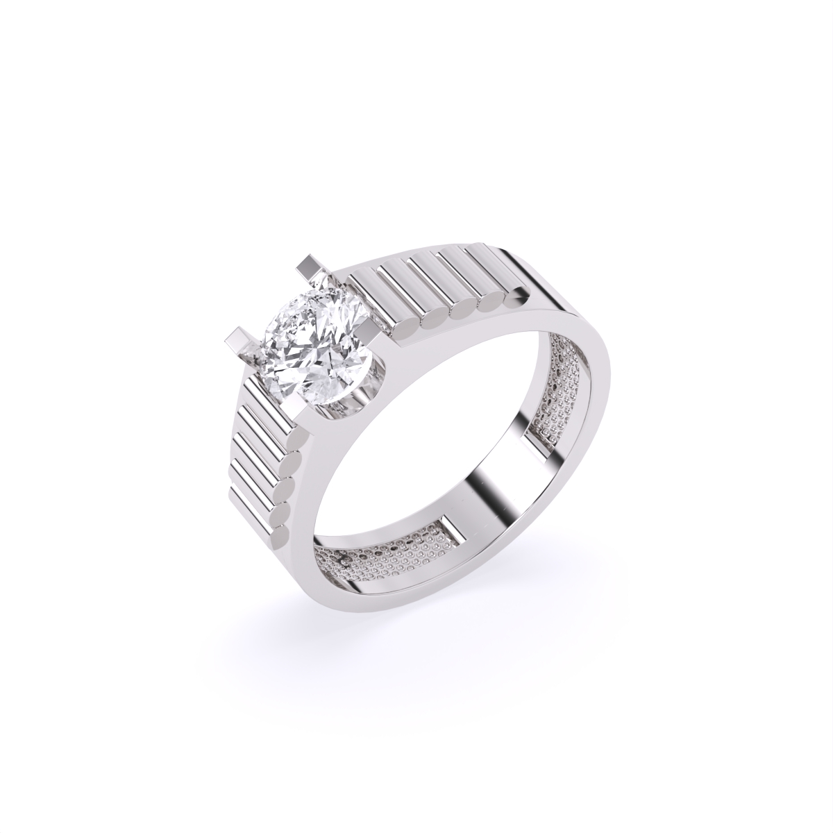 Rugged Band Men's Solitaire Diamond Ring