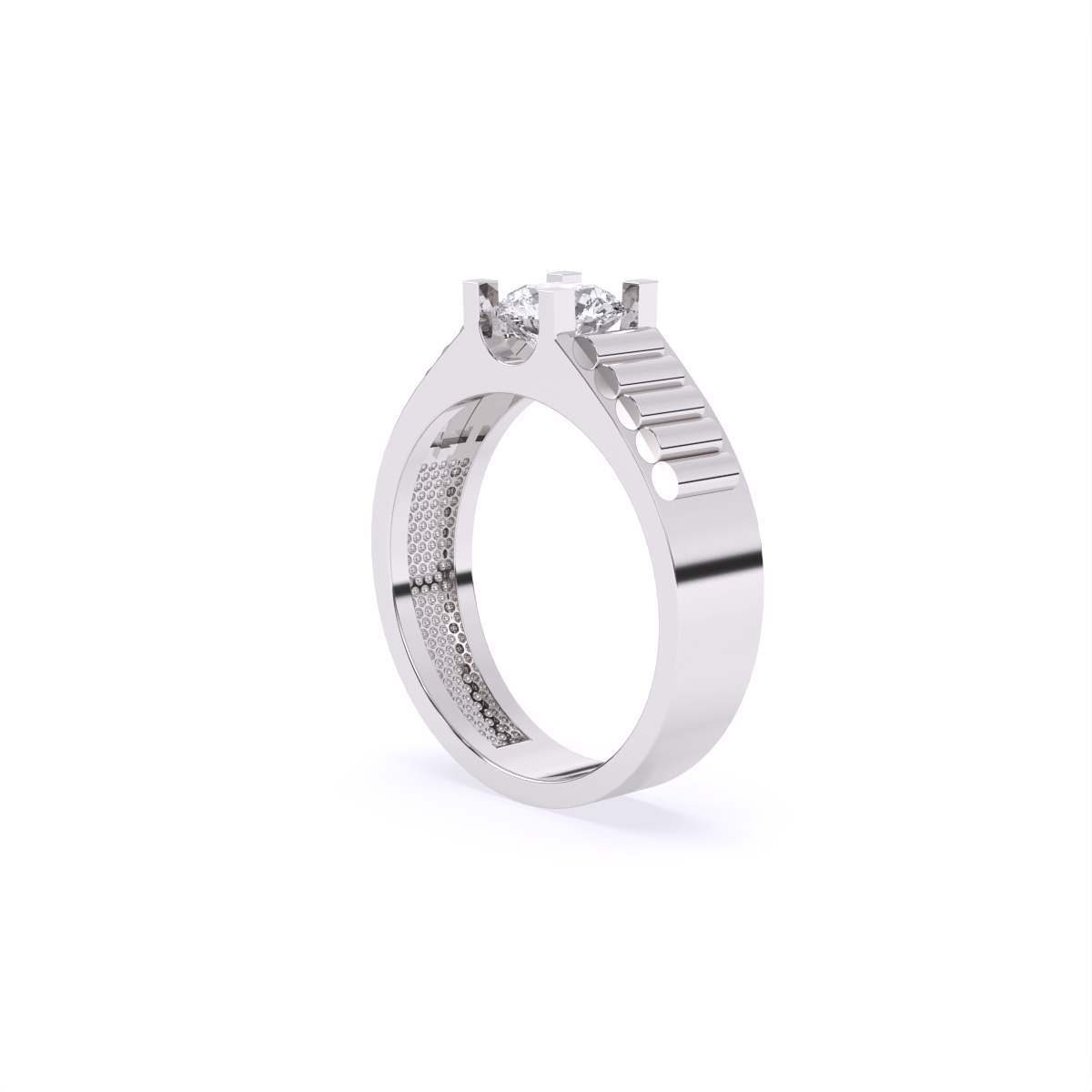 Rugged Band Men's Solitaire Diamond Ring
