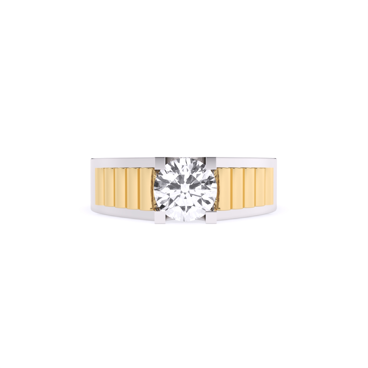 Rugged Band Men's Solitaire Diamond Ring