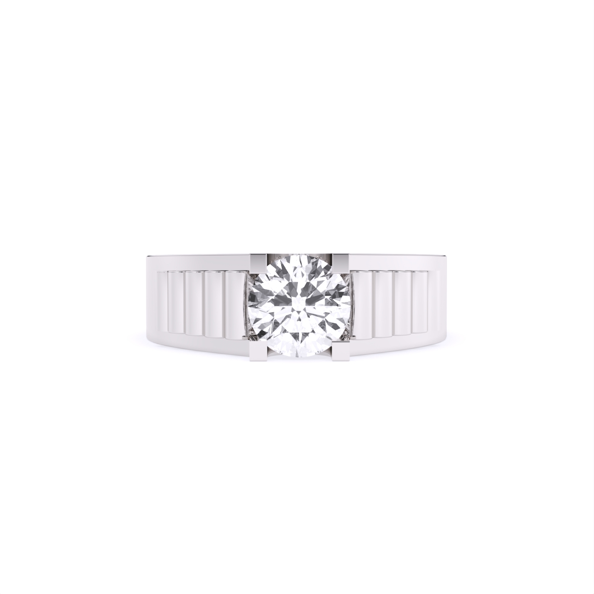 Rugged Band Men's Solitaire Diamond Ring