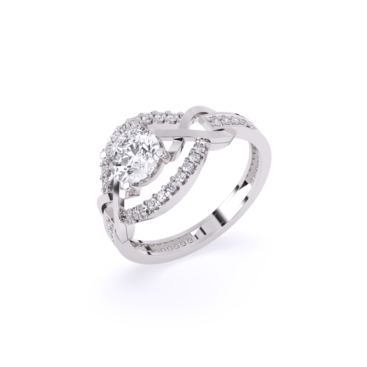 Criss-Cross Look Solitaire Diamond Statement Ring