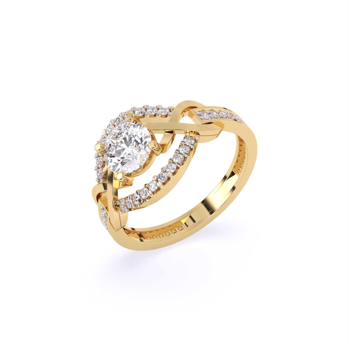 Criss-Cross Look Solitaire Diamond Statement Ring