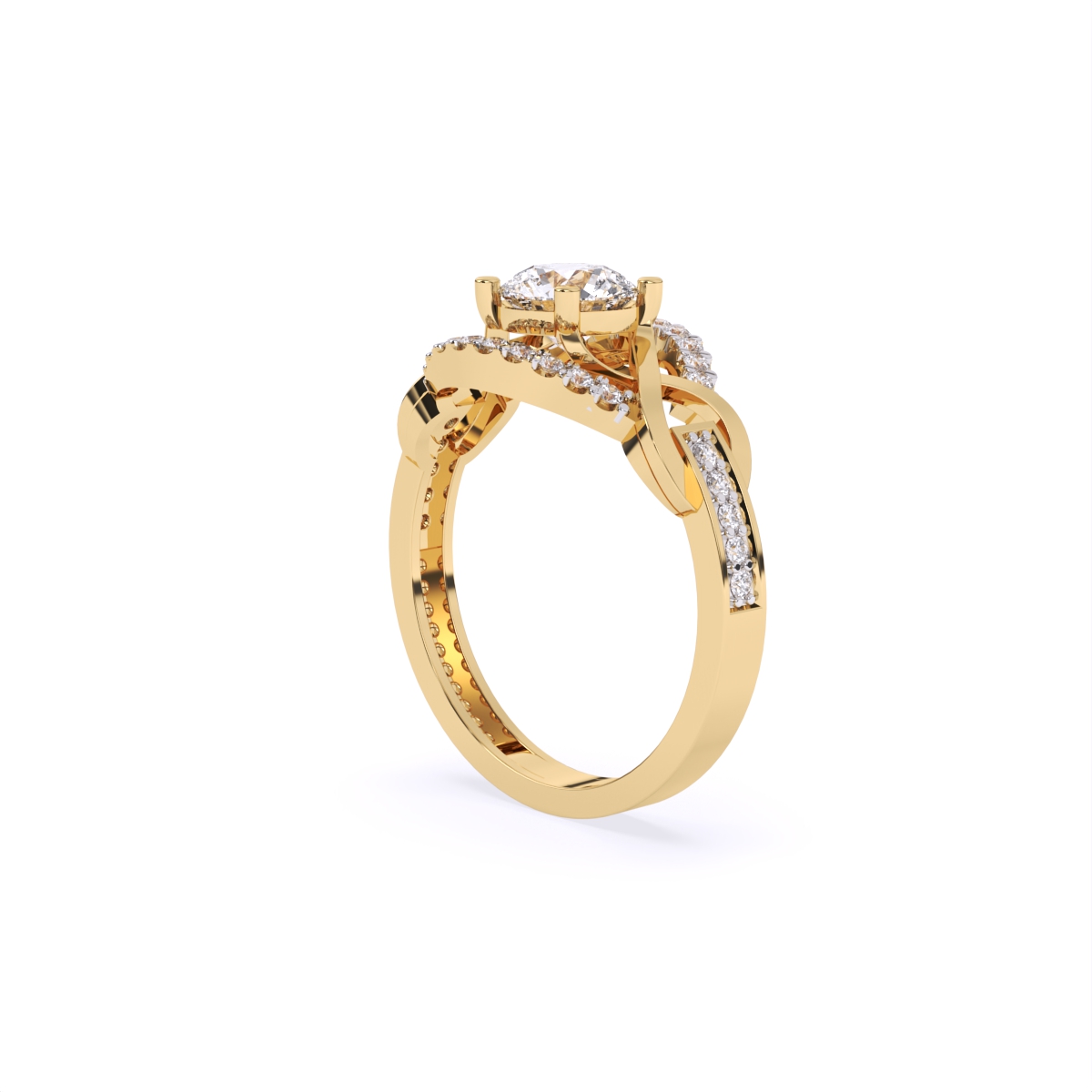 Criss-Cross Look Solitaire Diamond Statement Ring