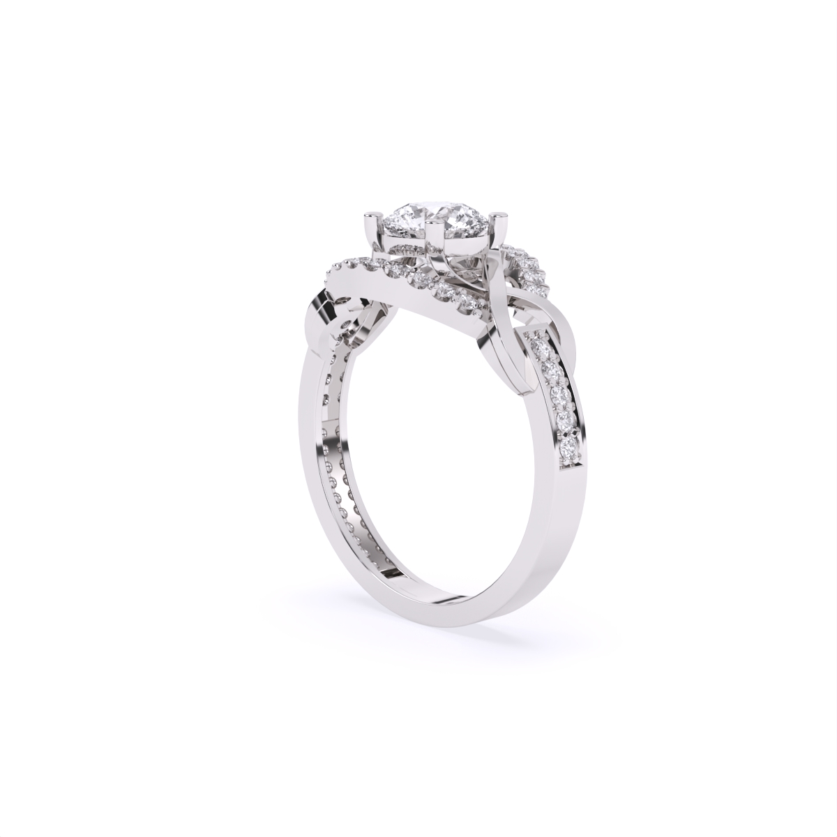 Criss-Cross Look Solitaire Diamond Statement Ring