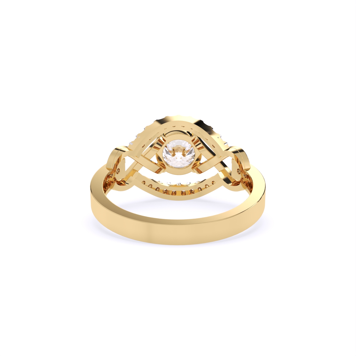 Criss-Cross Look Solitaire Diamond Statement Ring