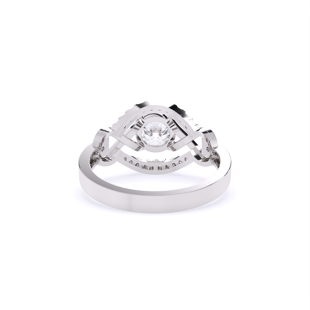 Criss-Cross Look Solitaire Diamond Statement Ring