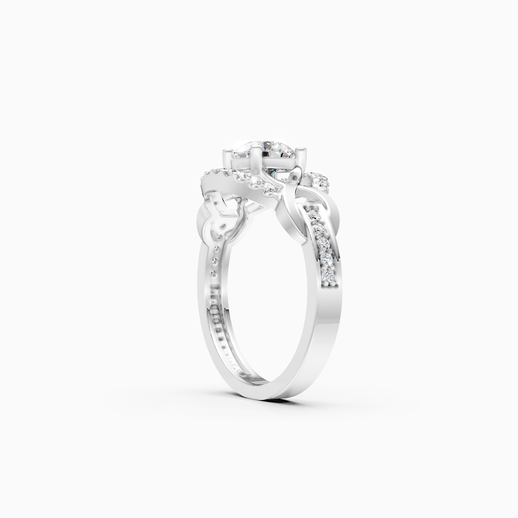 Criss-Cross Look Solitaire Diamond Statement Ring