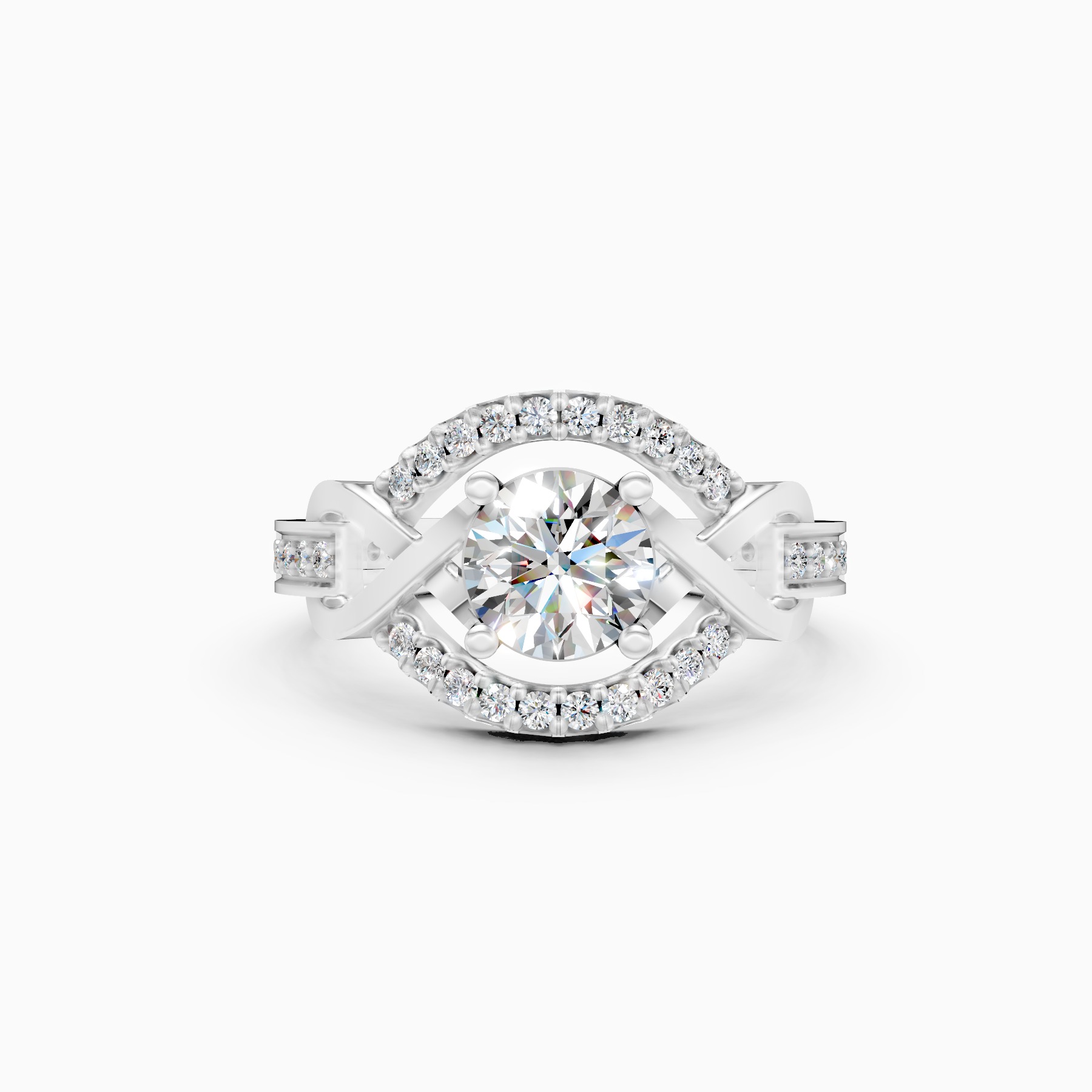 Criss-Cross Look Solitaire Diamond Statement Ring