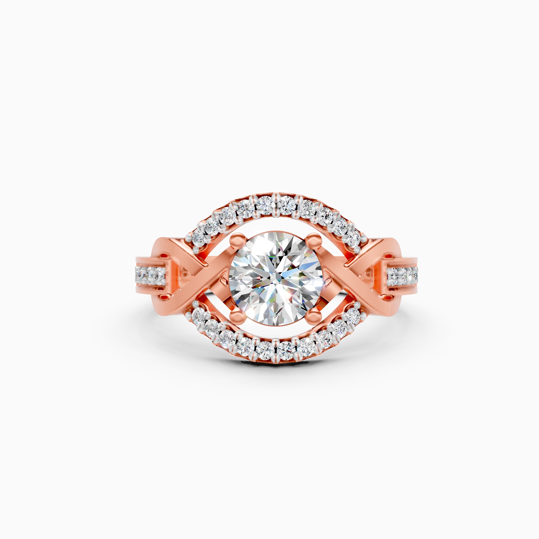 Criss-Cross Look Solitaire Diamond Statement Ring