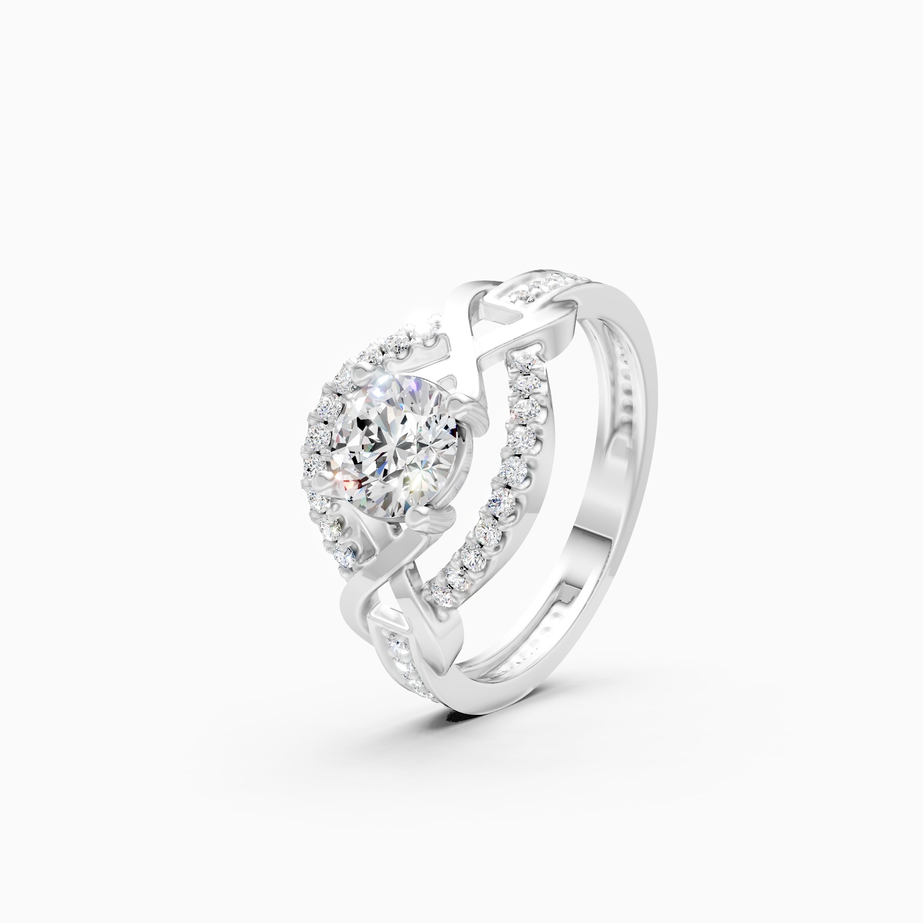 Criss-Cross Look Solitaire Diamond Statement Ring