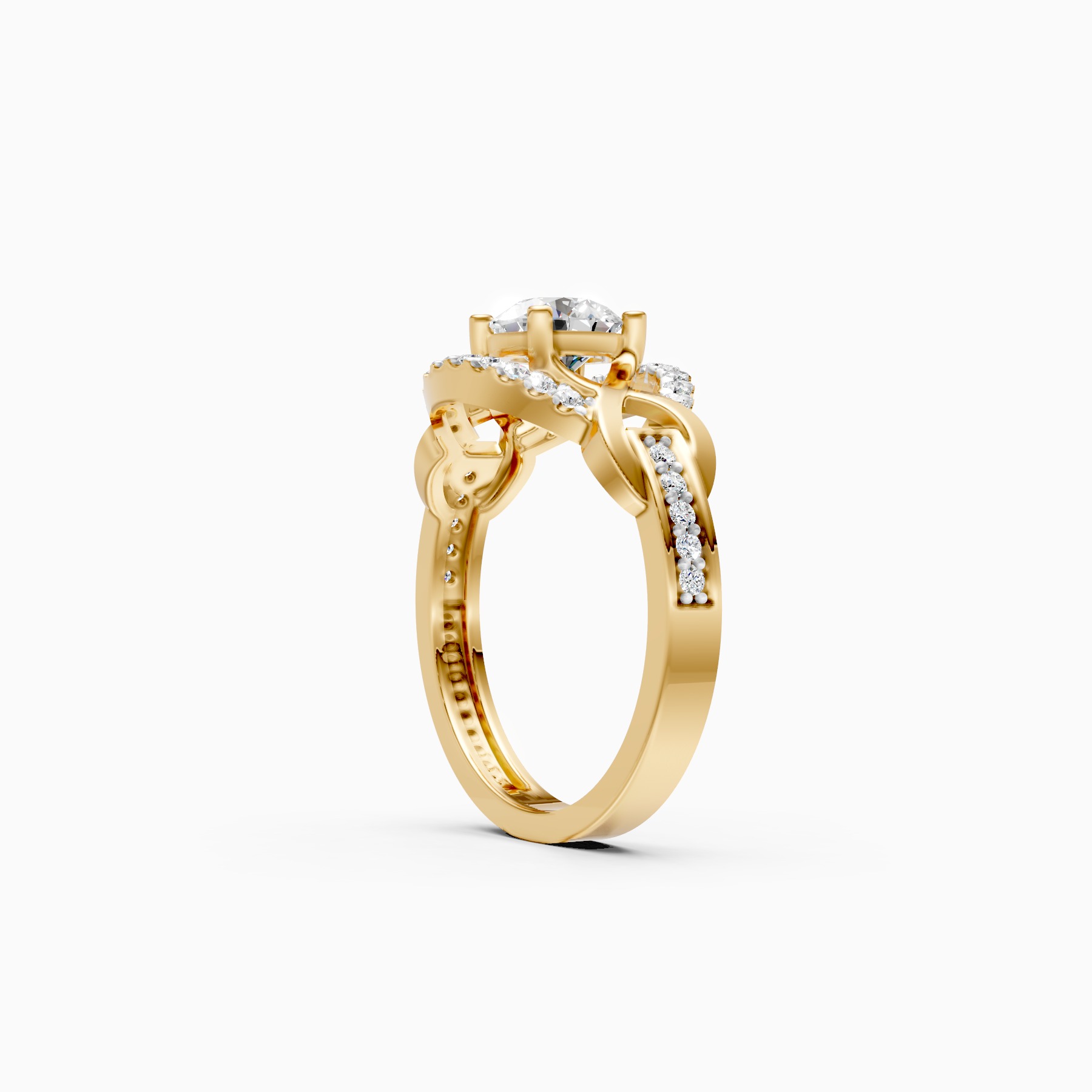 Criss-Cross Look Solitaire Diamond Statement Ring
