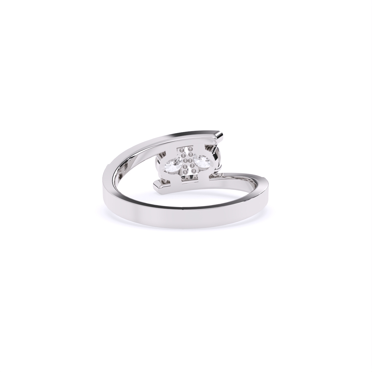 Stylish Twin Diamond Ring With Upper Edge Band