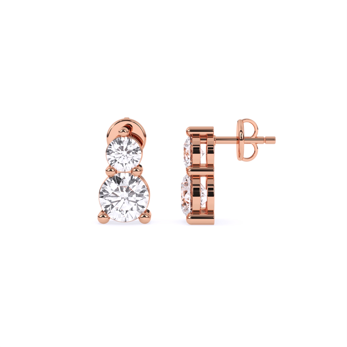 Twin Diamond Stud Earrings – Bold & Petite
