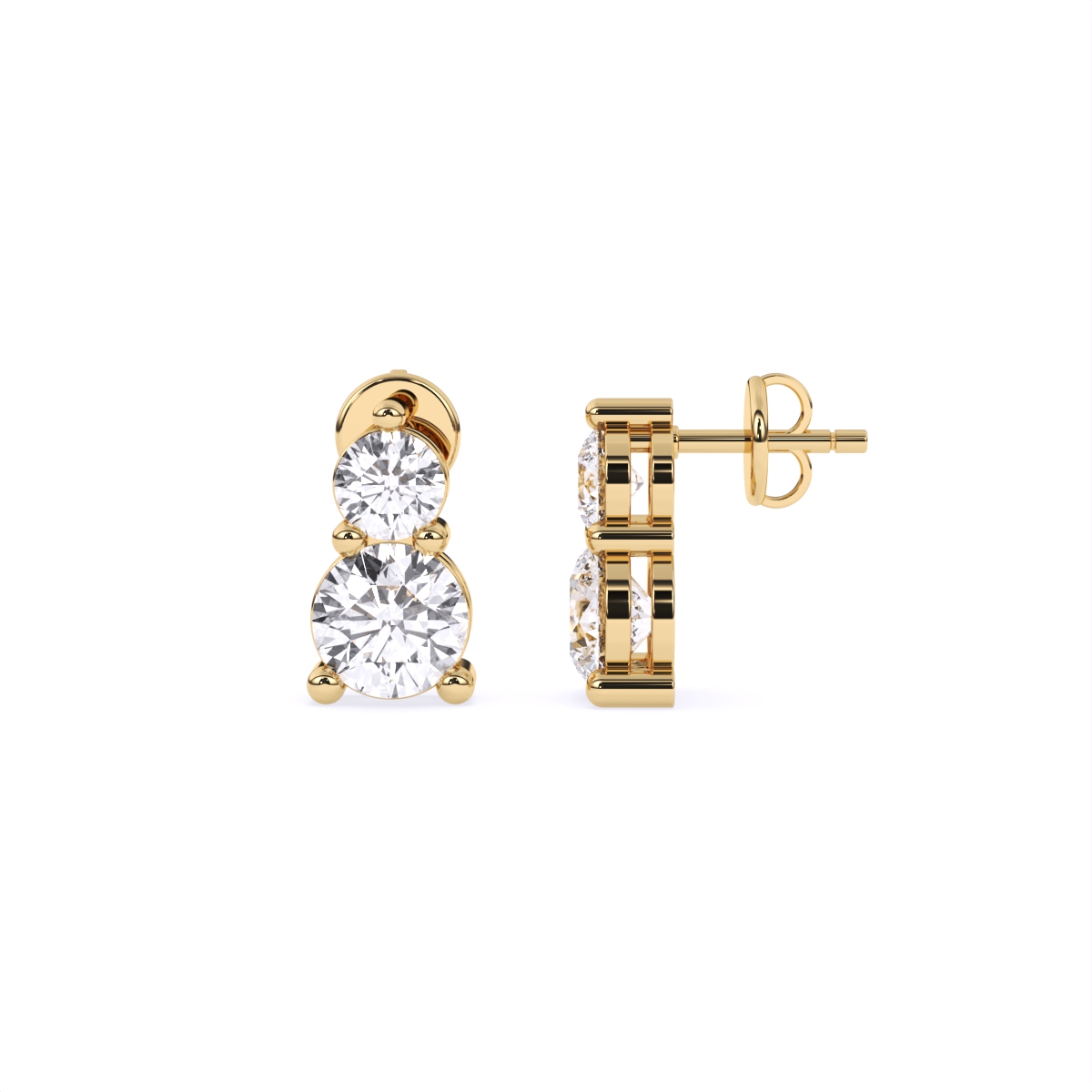 Twin Diamond Stud Earrings – Bold & Petite