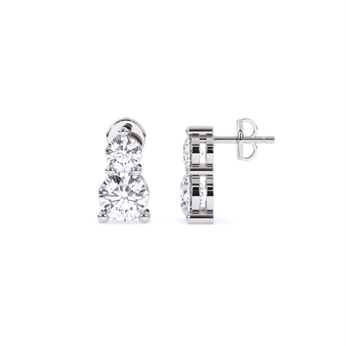 Twin Diamond Stud Earrings – Bold & Petite