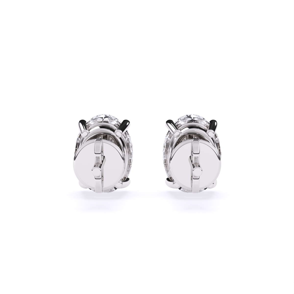 Trendy Oval-Solitaire With Mini Diamond Stud