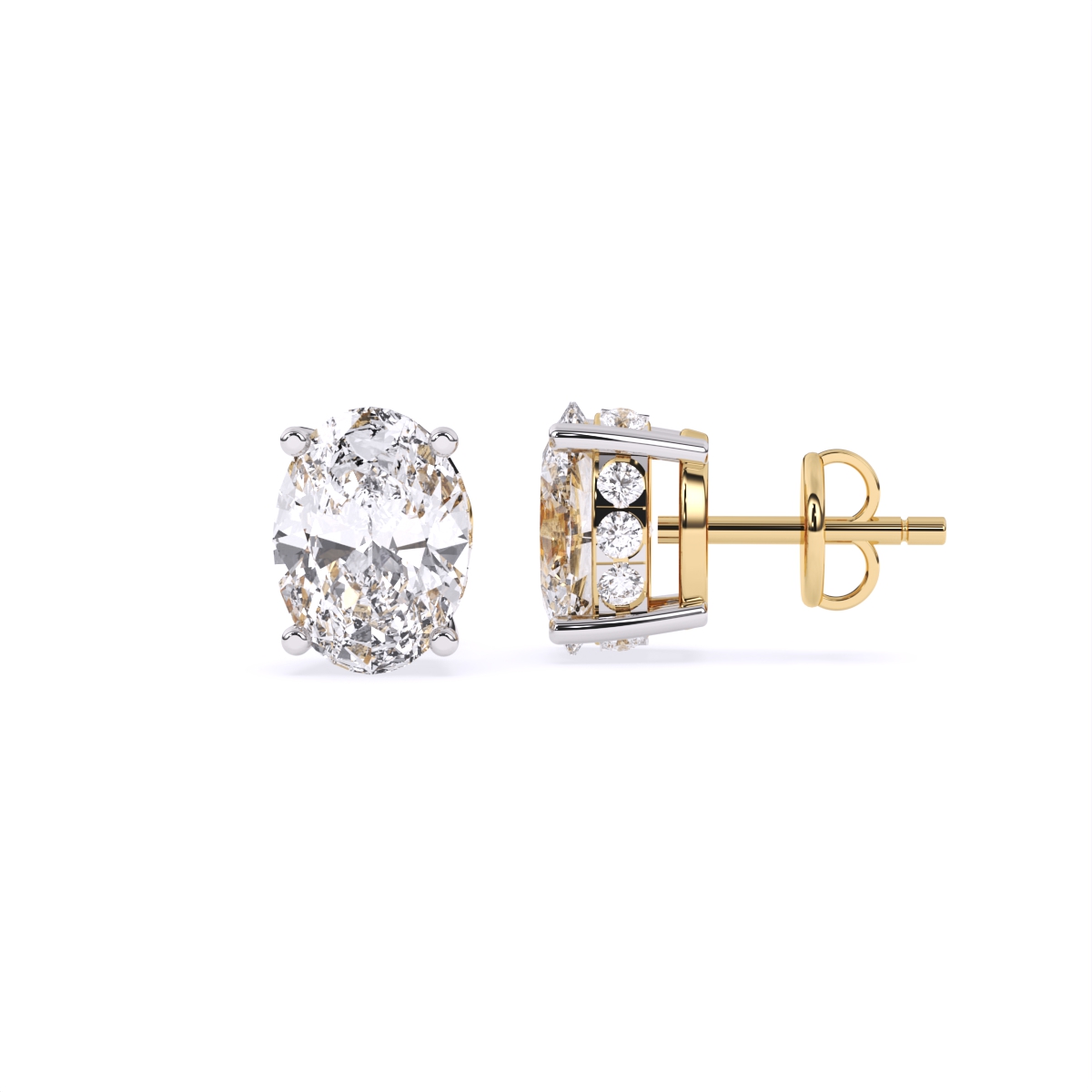 Trendy Oval-Solitaire With Mini Diamond Stud