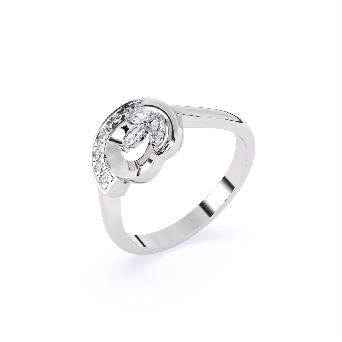 Casual Glam Leaf Diamond Ring