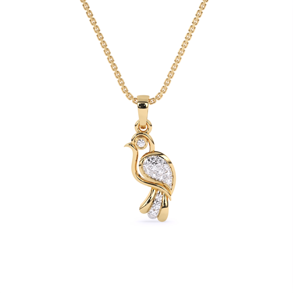 Feather-light Bird Charm Diamond Pendant