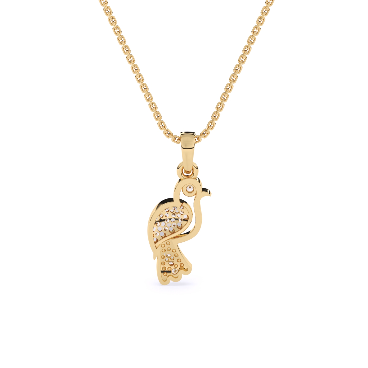 Feather-light Bird Charm Diamond Pendant