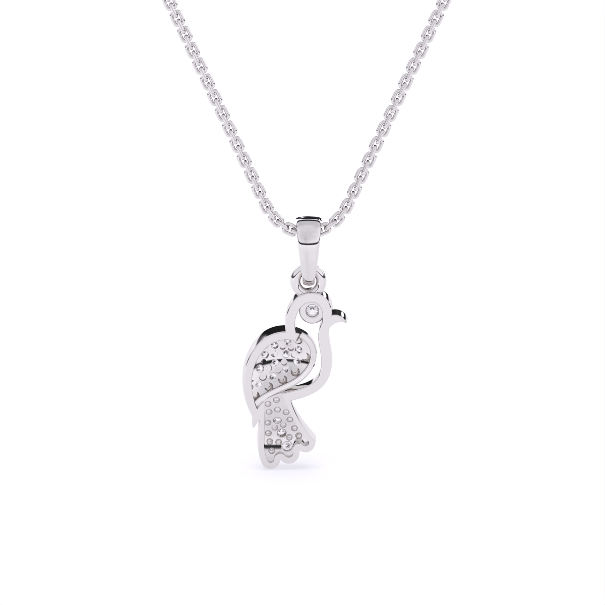 Feather-light Bird Charm Diamond Pendant