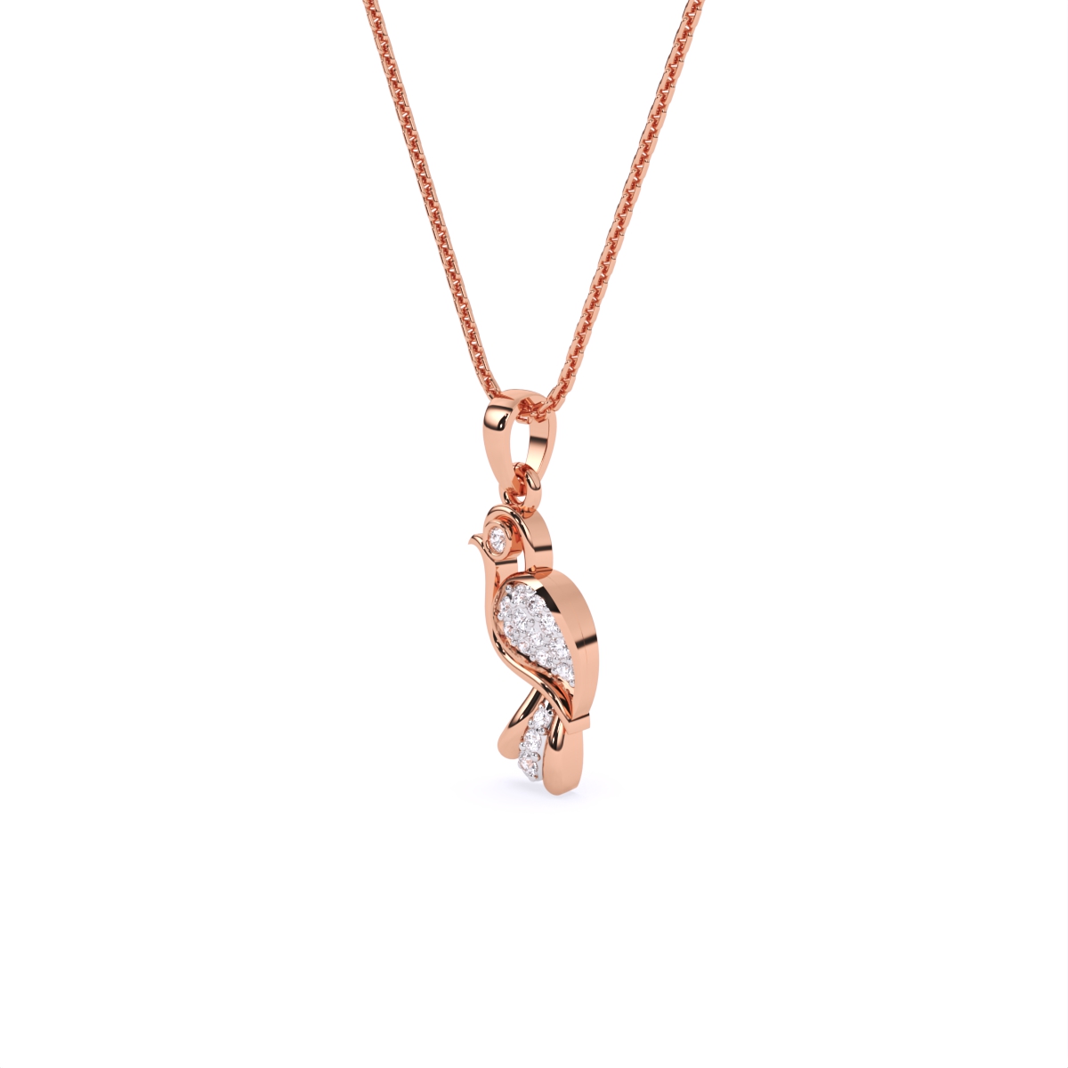 Feather-light Bird Charm Diamond Pendant