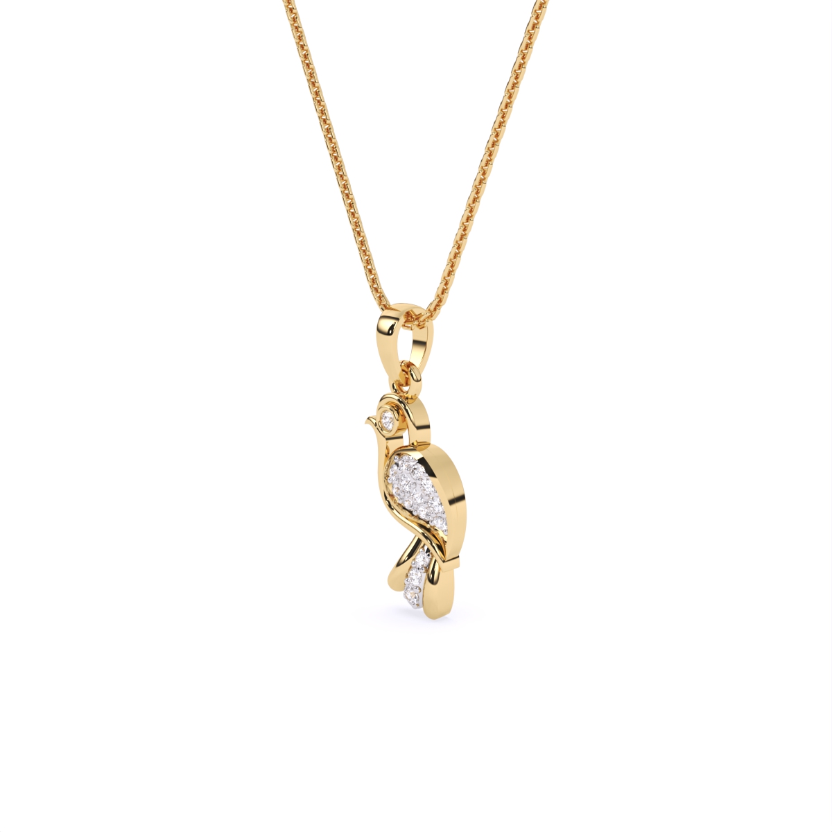Feather-light Bird Charm Diamond Pendant