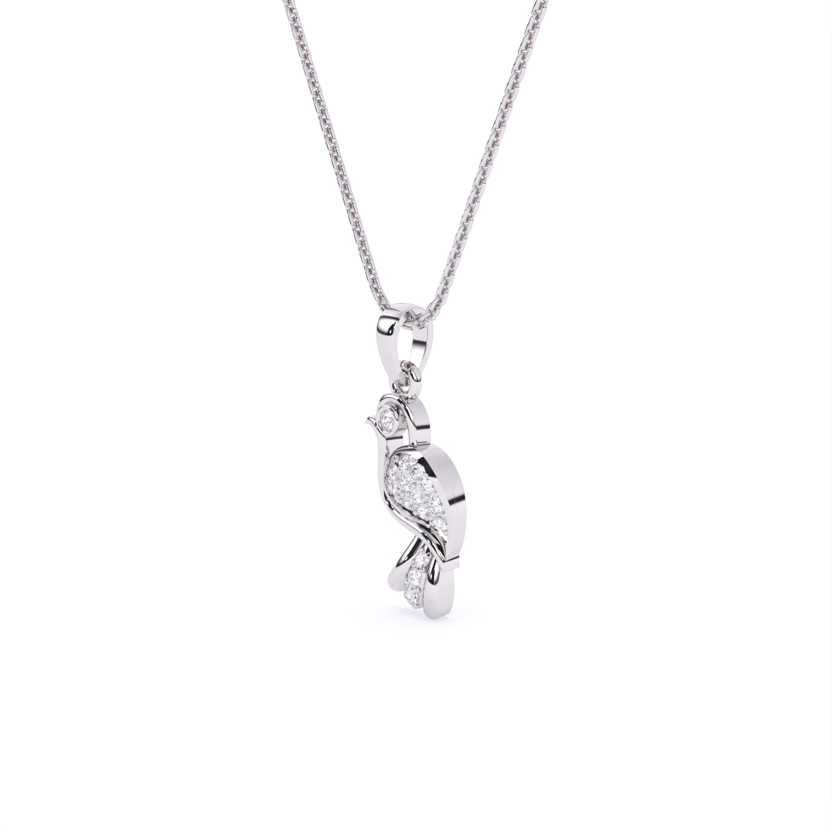 Feather-light Bird Charm Diamond Pendant