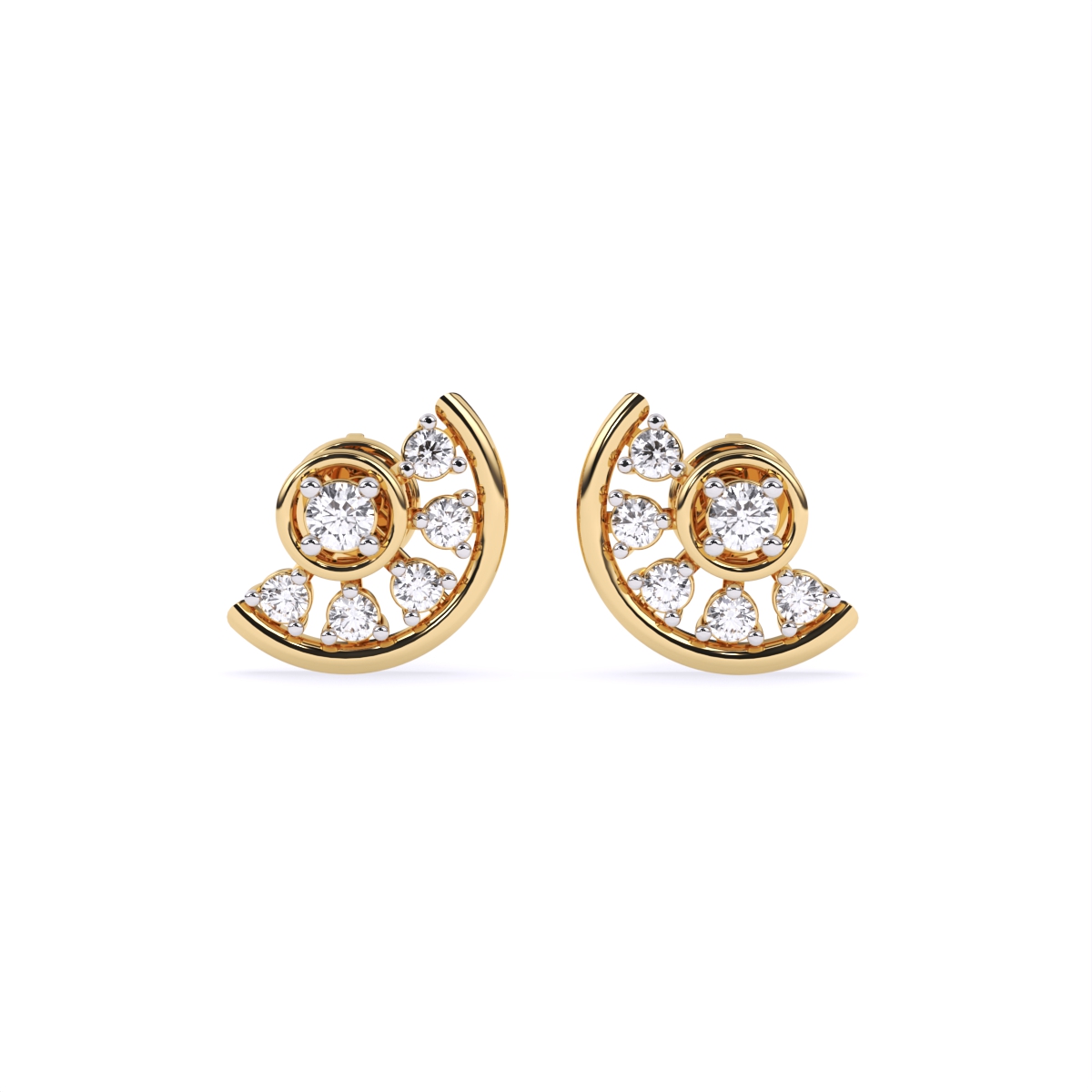 Celestial Half-Moon Style Diamond Earrings