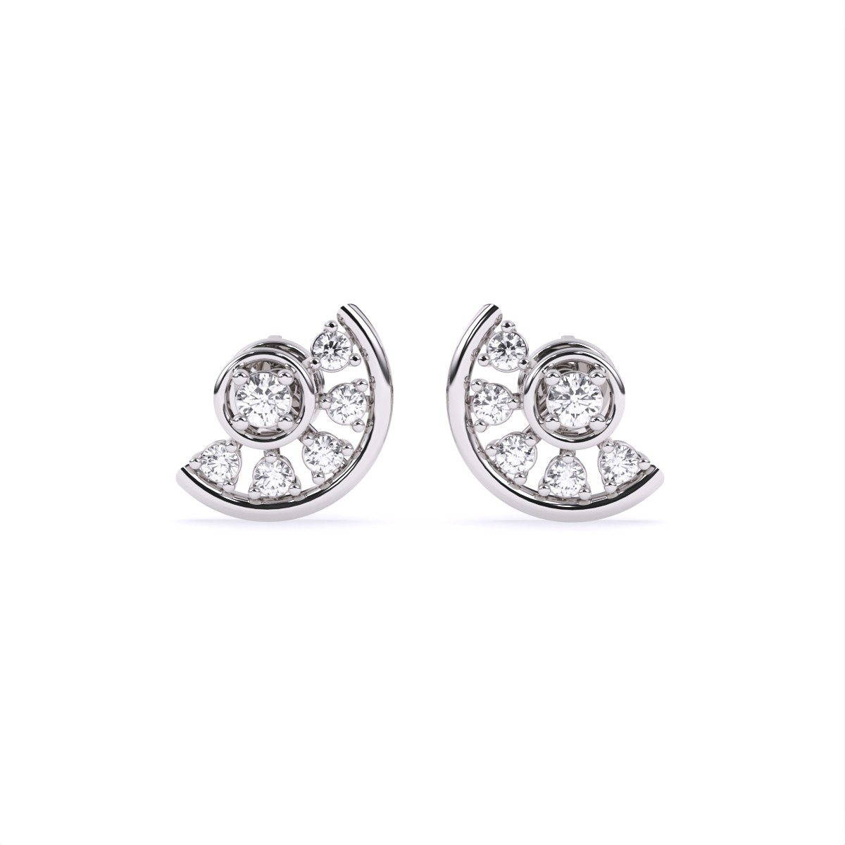 Celestial Half-Moon Style Diamond Earrings