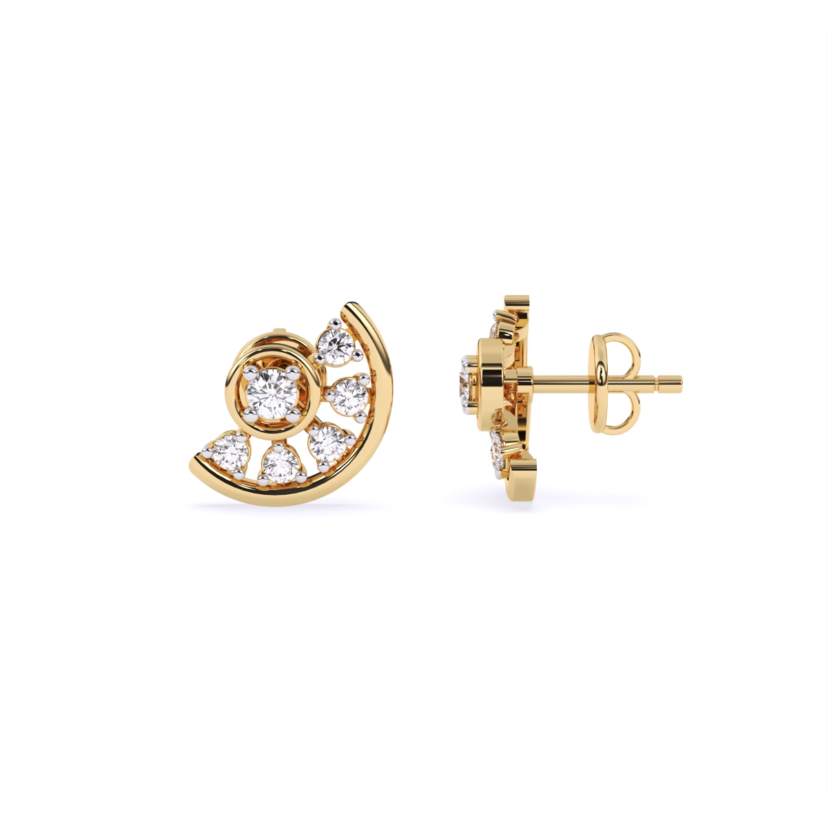 Celestial Half-Moon Style Diamond Earrings