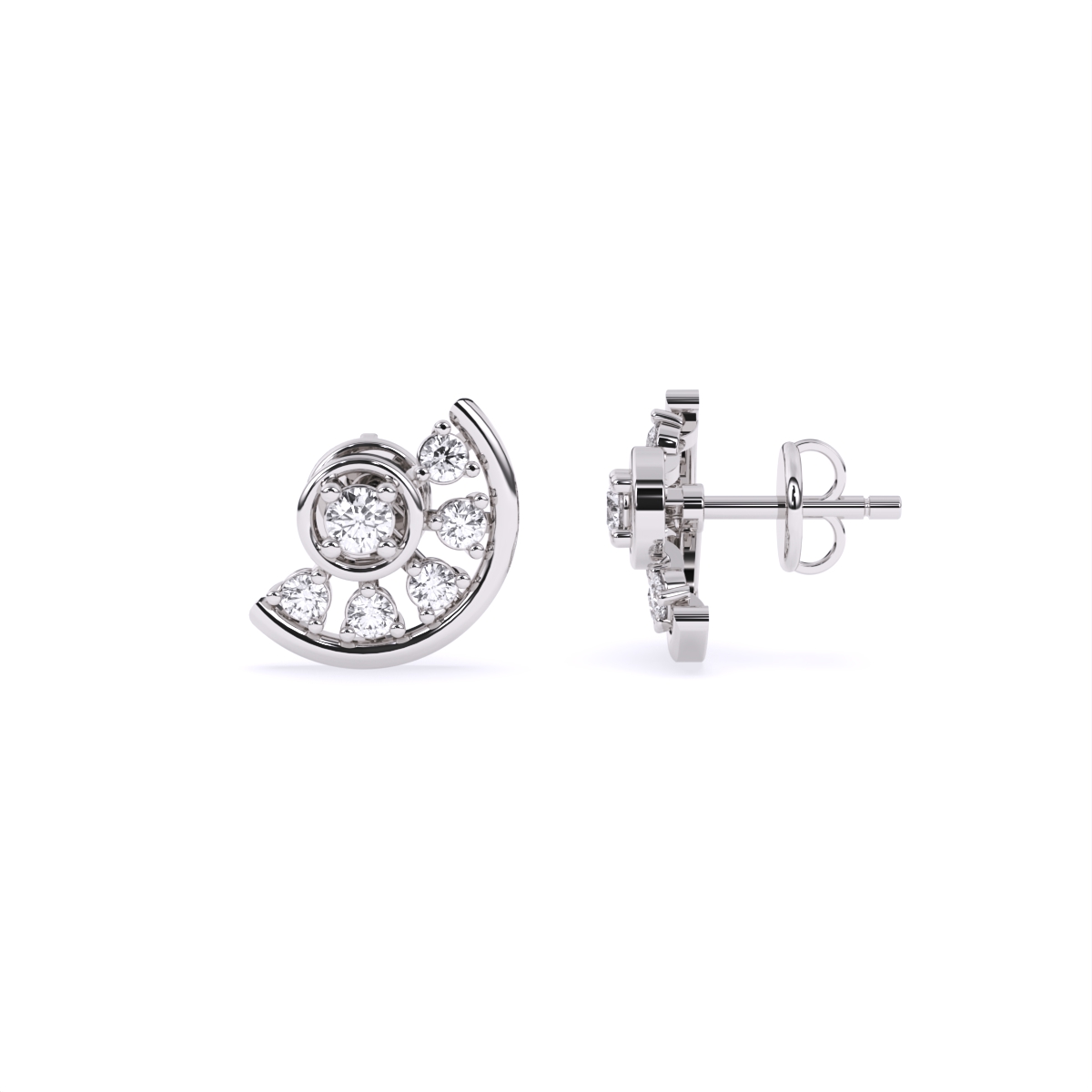 Celestial Half-Moon Style Diamond Earrings
