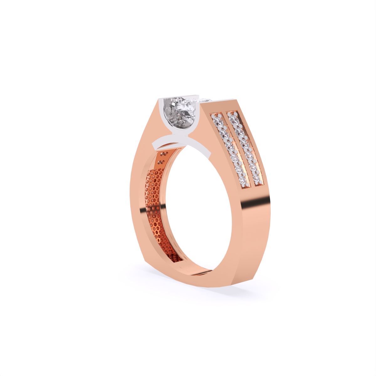 Elegant Men's Solitaire Diamond Ring With Stylistic Band