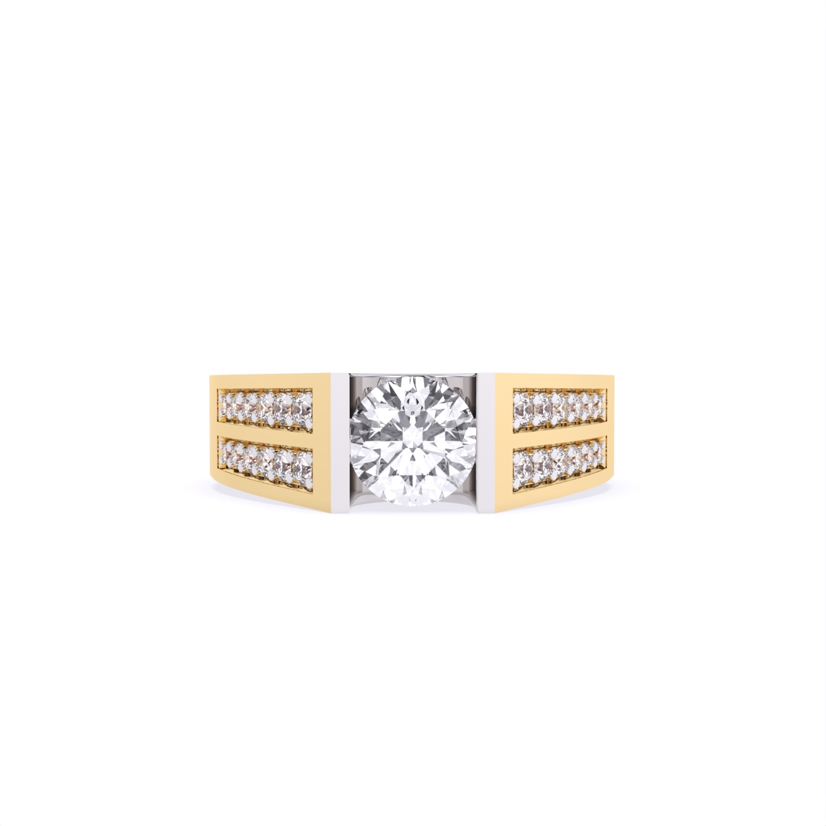Elegant Men's Solitaire Diamond Ring With Stylistic Band