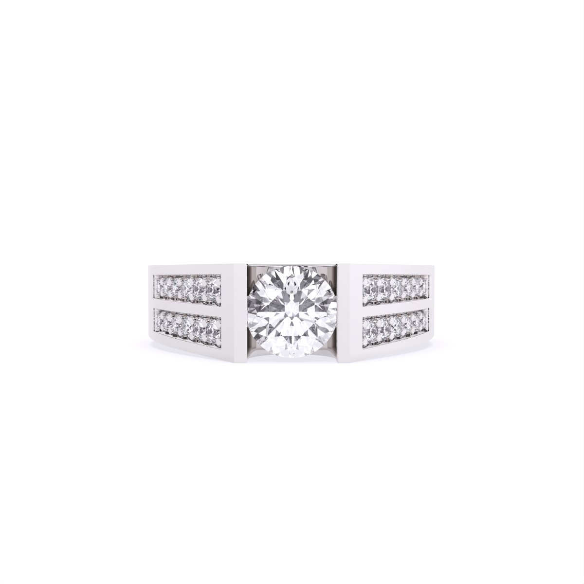 Elegant Men's Solitaire Diamond Ring With Stylistic Band