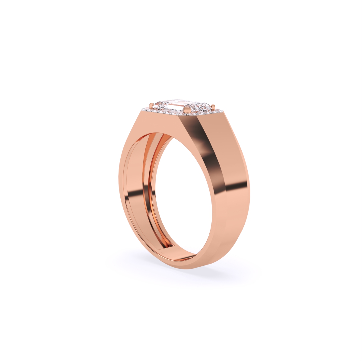 Emerald Cut Diamond Men's Ring With Side Accents