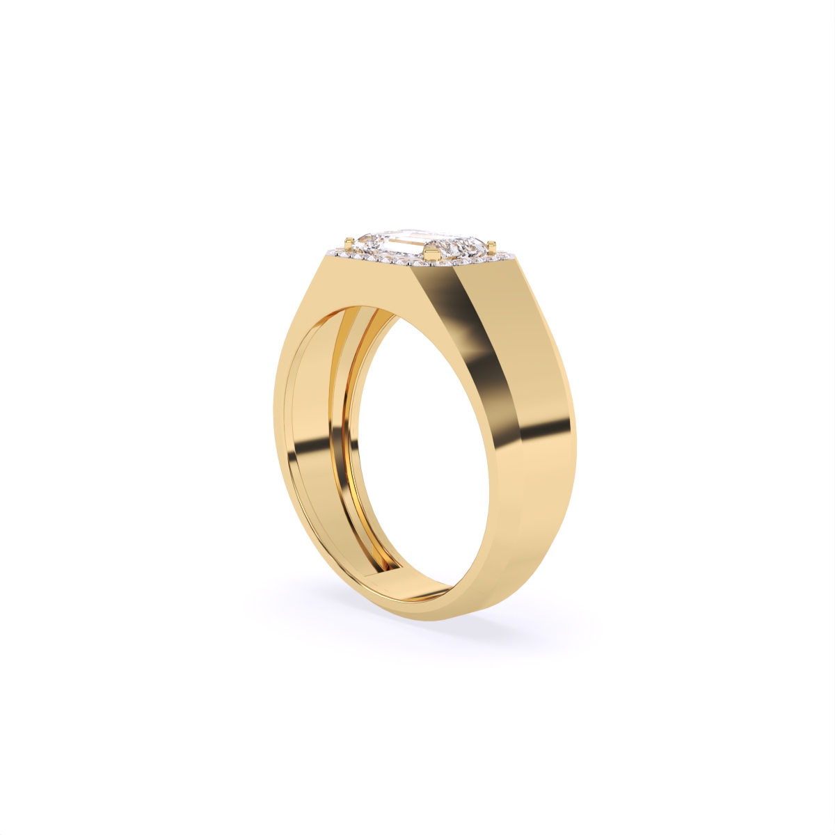 Emerald Cut Diamond Men's Ring With Side Accents