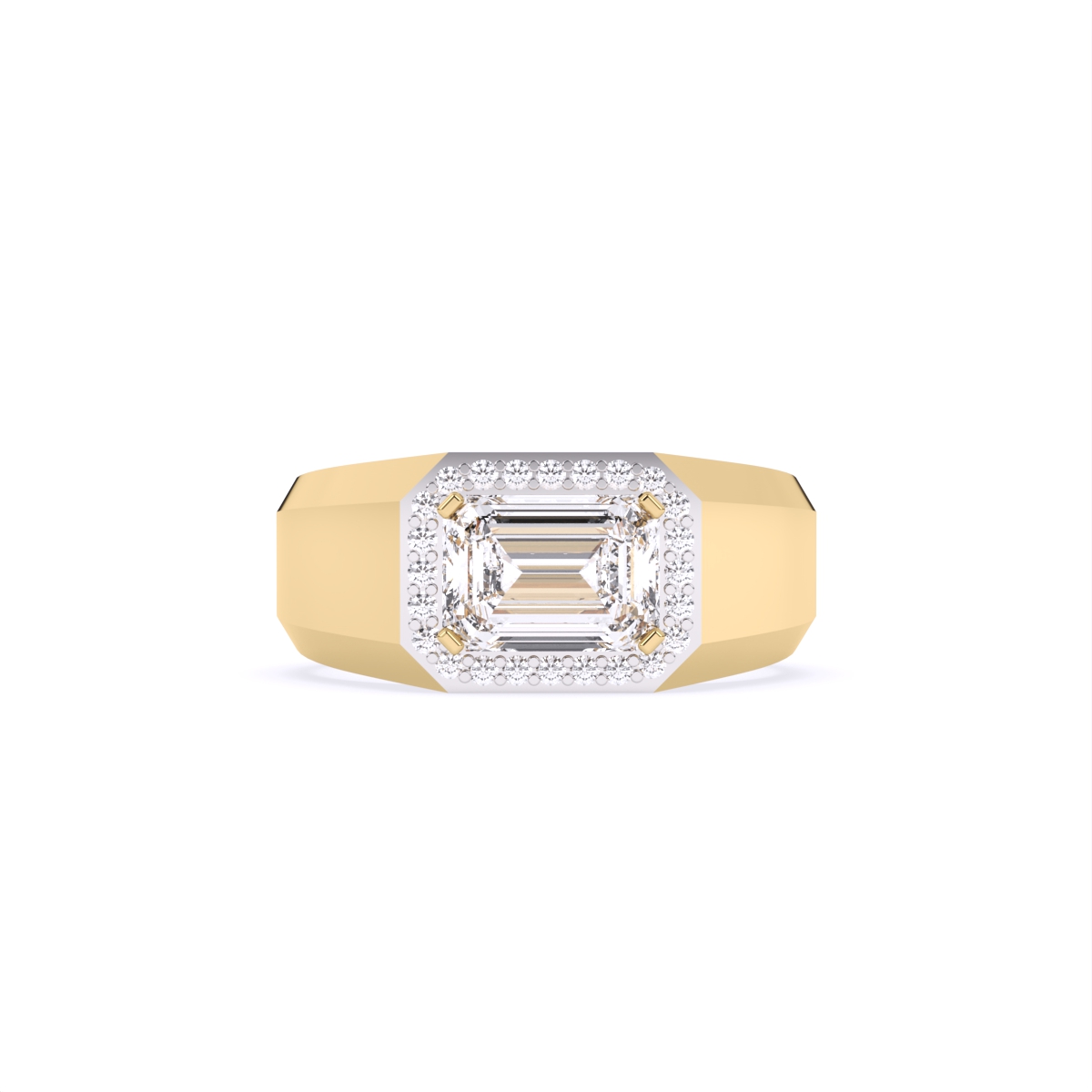 Emerald Cut Diamond Men's Ring With Side Accents