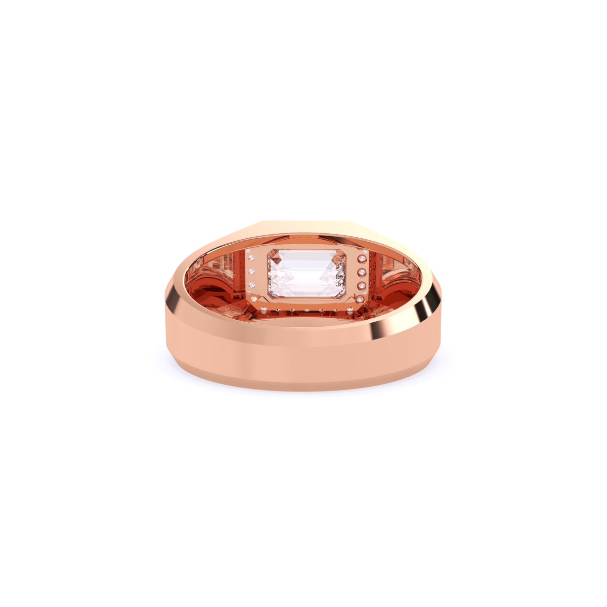 Emerald Cut Diamond Men's Ring With Side Accents