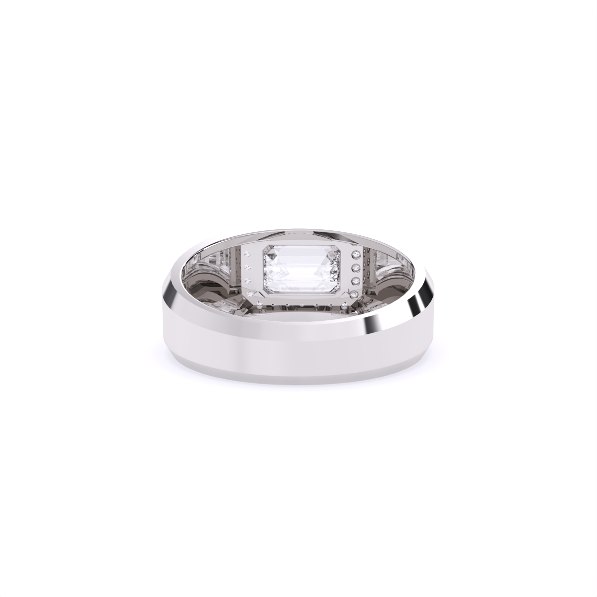 Emerald Cut Diamond Men's Ring With Side Accents